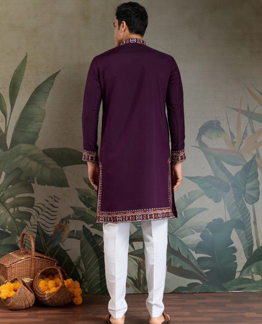 61302-purple - Colors of Tradition –  Purple Statement Kurtas for Every Celebration
